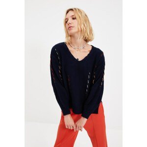 Trendyol Navy Blue Knitted Detailed Knitwear Sweater