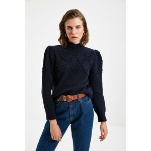 Trendyol Navy Blue Straight Collar Knitwear Sweater