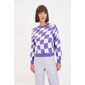 Trendyol Purple Jacquard Crew Neck Knitwear Sweater