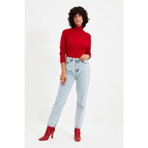 Trendyol Red High Collar Corduroy Knitwear Sweater