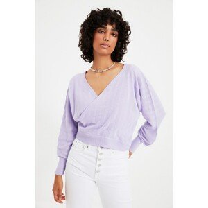 Trendyol Lilac Double Breasted Collar Knitwear Sweater