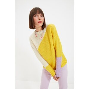 Trendyol Yellow Color Block Knitwear Sweater