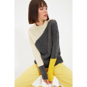 Trendyol Anthracite Color Block Knitwear Sweater
