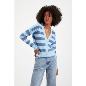 Trendyol Light Blue Striped Knitwear Cardigan