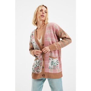 Trendyol Dried Rose Jacquard Knitwear Cardigan