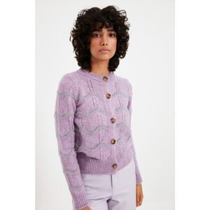 Trendyol Lilac Glitter Yarn Detailed Knitwear Cardigan