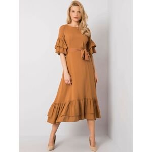 Brown dress with a frill from Khalani RUE PARIS