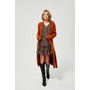 Long cardigan with a tie - brown