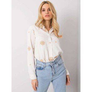 RUE PARIS Ecru shirt with embroidered patterns