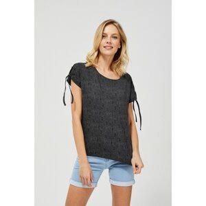 Cotton blouse with a binding on the sleeve - graphite