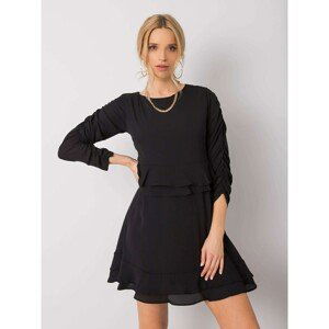 RUE PARIS Black dress with frills