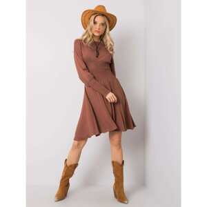 RUE PARIS Dark brown dress with long sleeves