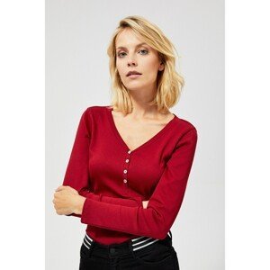 Blouse with buttons at the neckline - maroon