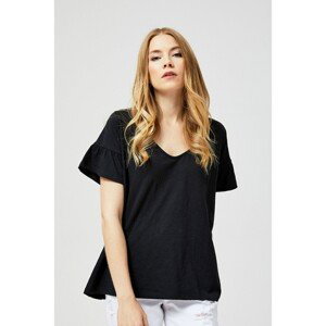 Cotton T-shirt with a binding on the back - black