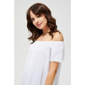 Shirt blouse with decorative sleeves - white