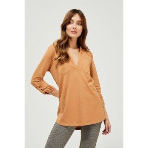 Blouse with openwork inserts - beige