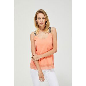 Top with lace and decorative straps - coral