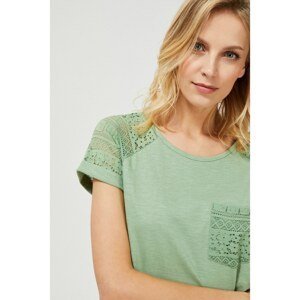 Cotton blouse with lace - olive