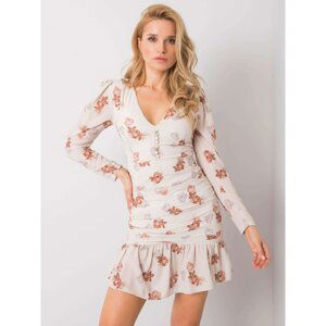 Beige dress with Graciela RUE PARIS print