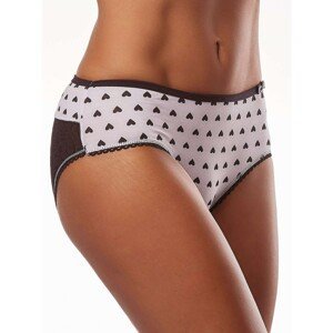 Women's briefs with a black print of hearts
