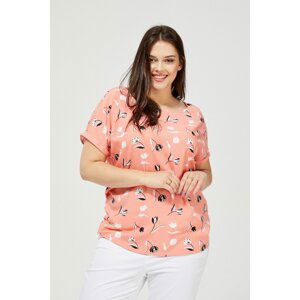 Shirt blouse with a print - coral