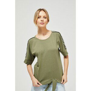 Blouse with a stripe and binding - olive