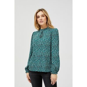 Viscose shirt with a stand-up collar - green