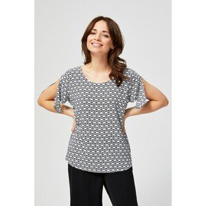 Shirt blouse with slits at the sleeves - black