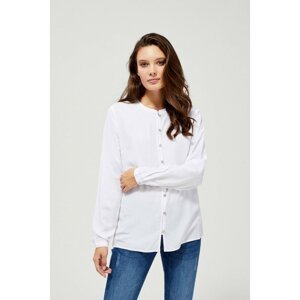 Shirt with a stand-up collar - white