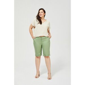 Cotton shorts with a belt - olive