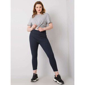 RUE PARIS Navy blue ribbed plus size leggings