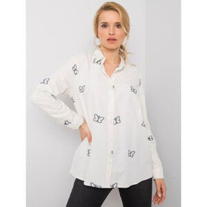 RUE PARIS Ecru shirt with embroidered pattern