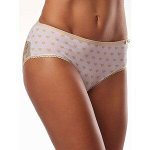 Women's panties with a beige heart print