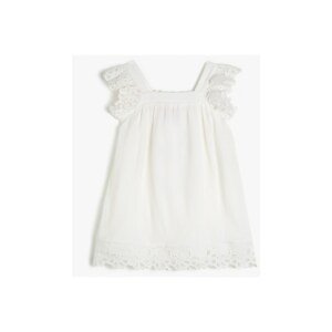 Koton Baby Girl White Short Sleeve Viscose Lace Dress