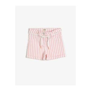 Koton Girls Pink Striped Shorts