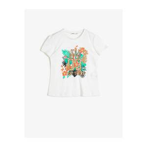 Koton Girl's Ecru Printed T-Shirt