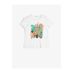 Koton Girl Ecru Printed T-Shirt