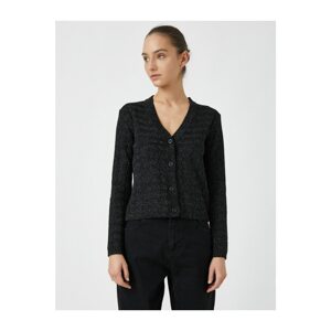 Koton Metallic Detailed Buttoned Knitwear Cardigan