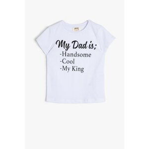 Koton Girl Child White Written Printed T-shirt