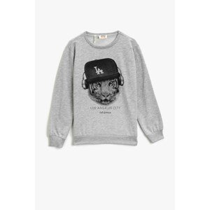 Koton Boys Gray Printed Crew Neck Long Sleeve Sweatshirt