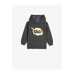 Koton Boy's Hooded Embroidered Gray Sweatshirt