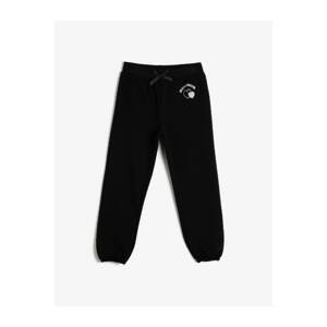 Koton Girl Black Glitter Printed Sweatpants