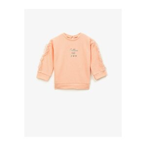 Koton Baby Girl Pink Printed Long Sleeve Crew Neck Sweatshirt