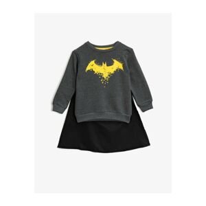 Koton Boys Gray Batman Licensed Printed Cape Crew Neck Long Sleeved Sweatshirt
