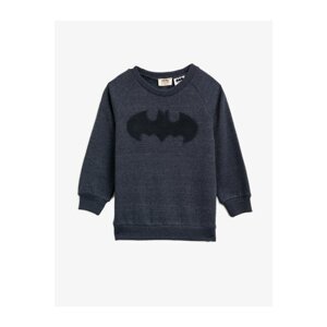 Koton Boys Navy Blue Batman Licensed Embroidered Long Sleeve Sweatshirt