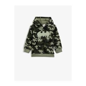 Koton Boy Green Cotton Batman Licensed Printed Camouflage Patterned Sweatshirt