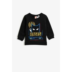 Koton Baby Boy Black Cotton Batman Printed Crew Neck Long Sleeve Sweatshirt