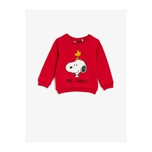 Koton Baby Boy Red Cotton Snoopy Licensed Printed Crew Neck Long Sleeve Sweatshirt