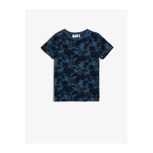 Koton Boy Blue Printed Crew Neck Cotton T-Shirt