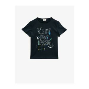 Koton Boy's Navy Blue Cotton Tshirt